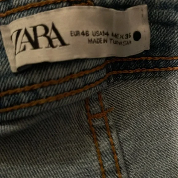 Zara High Rise Wide Leg Jeans Medium Wash 14 - Picture 4 of 4